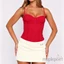 MAPLEPOET-Áo đeo Spaghetti dành cho nữ Corset Cốc có họa tiết hàng đầu Seamed Slim Fit Crop Camisoles cho hàng ngày