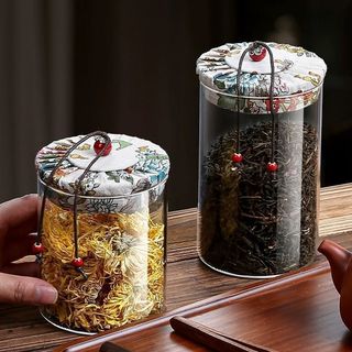HŨ THỦY TINH ĐỰNG TRÀ, CÀ PHÊ, TRÀ HOA THẢO MỘC NẮP VẢI