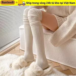 Vớ trên đầu gối BAMBOOB, Quần đùi cao giữ nhiệt, Cotton hợp thời trang ấm áp trên đầu gối Tất cao nữ