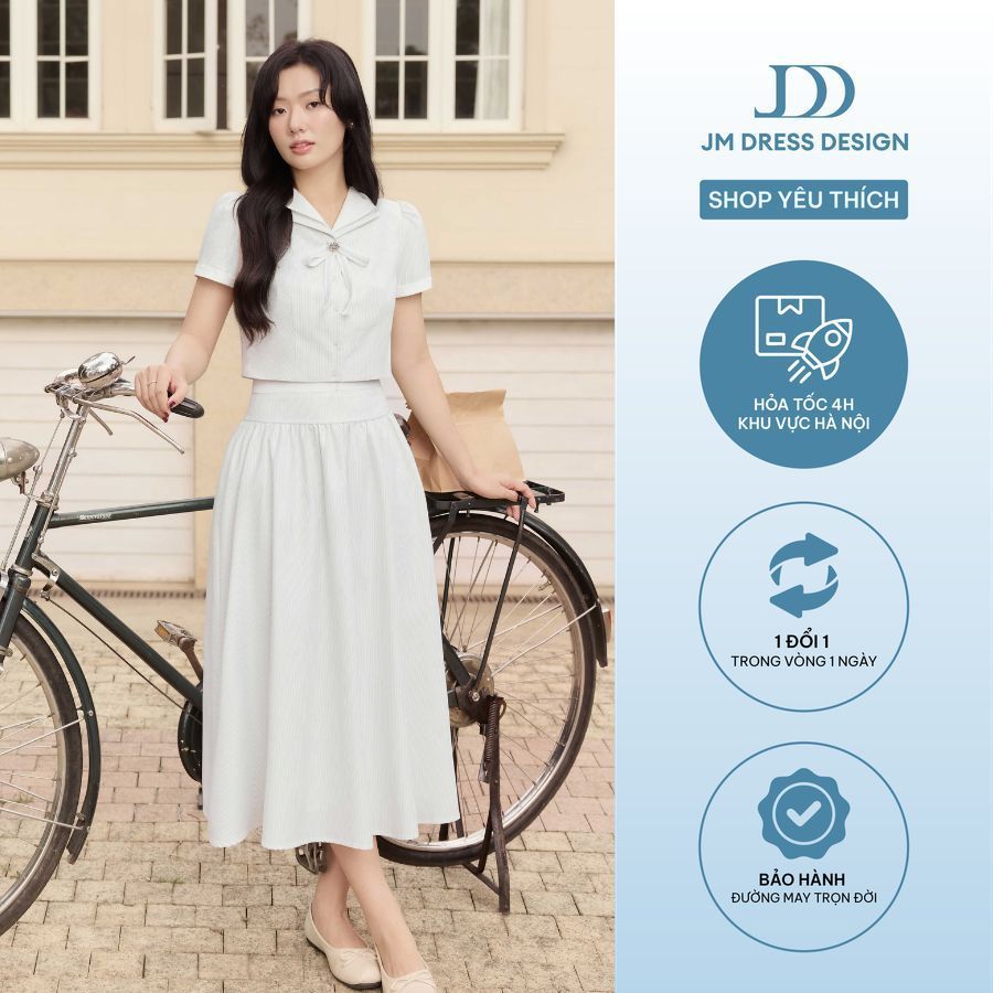 Set Áo Dáng Croptop 2T21.2602, Chân Váy Xòe Nhún Tầng 4L06.2602, Set Đồ Nữ Công Sở Thanh Lịch, Bộ Đồ Nữ Nàng Thơ By JM