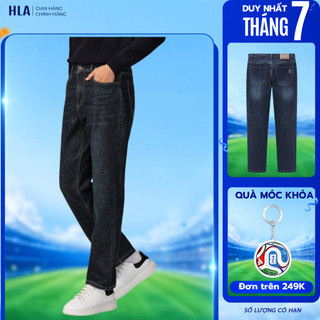 [HỎA TỐC 4H] Quần Jeans Nam HLA Xanh Đậm Cao Cấp - Cotton Co Giãn, Giữ Form Thoải Mái, Bền Màu Và Tôn Dáng