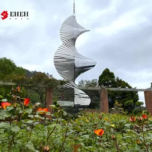 Chuông gió bằng thép không gỉ Cối xay gió Kim loại Spinner xoắn ốc Máy quay gió cho sân vườn Trang trí sân cỏ xoay Chuông gió Đồ trang trí VN