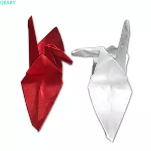 QEARY Magic Trick Paper Crane, Gimmick Phụ kiện Sân khấu Ảo ảnh Origami Crane Magic, Bar Party Red White Close Up Vải Crane Đạo cụ Đồ chơi trẻ em