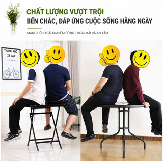 Bàn Tròn Ngoài Trời Bàn Kính Cường Lực 60cm 80cm Có Lỗ Cắm Ô Chân Thép Sơn Tĩnh Điện Sân Vườn Ban Công Cafe