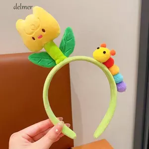 DELMER Sang Trọng Hoa Tóc Hoop, Tulip Bean Sprout Flowers Headband, Thời Trang Trụ Hoạt Hình Phụ Kiện Tóc Hàng Ngày