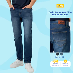 Quần Jean nam YODY Dáng Slimfit can túi sau, Dễ phối đồ, co giãn nhẹ TRA - QJM7039