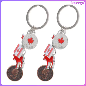 2 Chiếc Cờ Quốc Gia Canada Móc Khóa Hợp Kim Chìa Khóa Kim Loại Mặt Dây Trang Trí Cho Ba Lô kevga