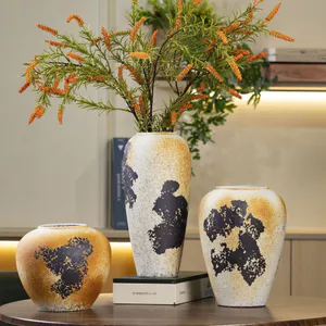 Bình gốm Wabi Sabi Phong cách cổ điển kiểu Pháp Trang trí đồ gốm thủ công cho phòng khách Phòng ngủ Phòng ngủ Màn hình thực vật thủy canh Trang trí nội thất tối giản Thiết kế nội thất thẩm mỹ