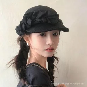 Mũ Newsboy Xếp Ly Mặt Nữ Nhỏ Đầu Lớn Tuần Hoàn Mũ Nồi Cưỡi Ngựa Mũ