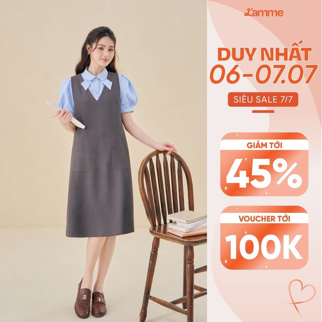 Yếm bầu công sở, yếm suông Helene Dress chất liệu chéo hàn cao cấp với họa tiết kẻ sọc dễ phối thiết kế BY L'AMME