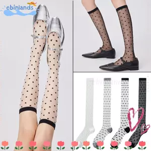 Tất đầu gối EBINLANDS, Vớ nữ trong suốt siêu mỏng, Chất liệu Nylon đàn hồi bằng lụa pha lê thời trang Tất dài mùa hè