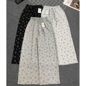 Quần suông thêu chất nỉ 2za đẹp, cạp cao có chun thời trang cá tính -chất da cá 39-50kg -gjfghyr