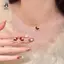 Phong Cách Trung Hoa Trái Tim Đỏ Pony Bộ Trang Sức Nhẹ Sang Trọng Nelace Bông Tai Nữ Quà Tặng Tiệc Hàng Ngày Mới