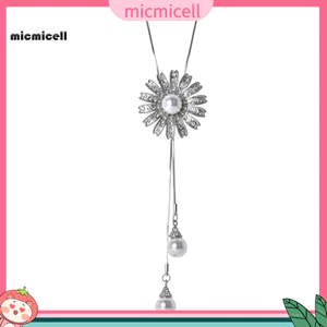MIC _ Women Kim cương giả Ngọc trai giả Mặt dây chuyền hướng dương Dây chuyền dài Trang sức vòng cổ