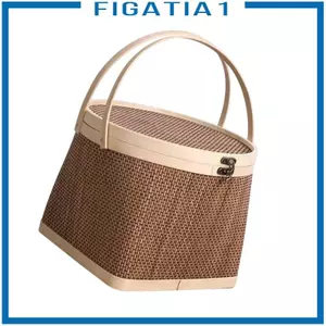 Giỏ đựng thực phẩm Giỏ tre có nắp có tay cầm trên cùng Dệt tre thủ công