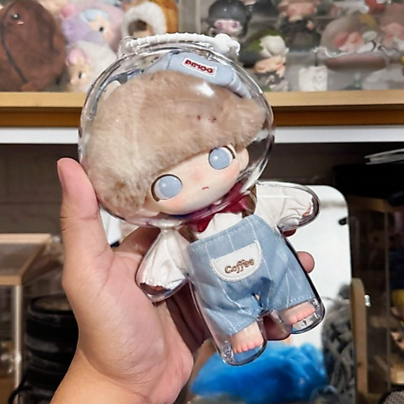 DIMOO Crush On Coffee Series Hộp Bảo Vệ Búp Bê Trong Suốt Chống Thấm Nước Chống Túi Bụi HD Trong Suốt Hộp Bảo Quản Vinyl Hình Mặt Dây Chuyền
