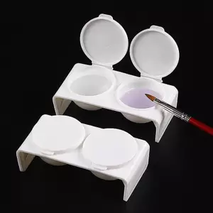 VFZ Nhựa Trắng Dappen Món Ăn Đôi Cốc Móng Tay Nghệ Thuật Sắc Tố Giá Đỡ Cho Móng Tay Bàn Chải Giặt Hộp Đựng Có Nắp Dụng Cụ Làm Móng Tay Louislifecool