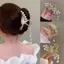 Móng vuốt tóc ngọc trai đính đá dành cho nữ Cô gái Kẹp tóc đuôi ngựa thanh lịch Phụ kiện tóc thời trang Kẹp cá mập tinh tế Quà tặng [Mina]