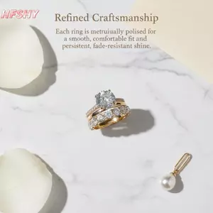 HFSHY 3 Bộ Tính Khí Sang Trọng Năm Móng Vuốt Pha Lê Zircon Nhẫn Nữ Cưới Thời Trang Quyến Rũ Bộ Trang Sức Phụ Kiện VN