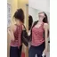 Phiên bản Hàn Quốc Áo Vest cổ dây sọc đỏ dành cho nữ mùa hè Pure Desire Style Không tay bên trong Retro Slim-Fit Top mặc ngoài