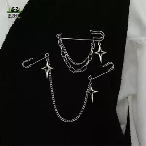 Phong Cách Hàn Quốc Kim Loại Bướm Dây Xích Thổ Cẩm Dành Cho Nữ Bộ Đồ Trang Trí sel Dây Xích Hạt Kim Loại Pin Vải Phụ Kiện Trang Sức EMKK