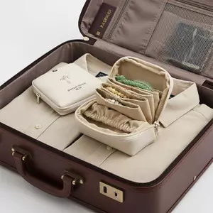 Túi đựng đồ trang sức bằng da PU di động Lót mềm nhiều ngăn chống trầy xước cho vòng tay Vòng tay Mới