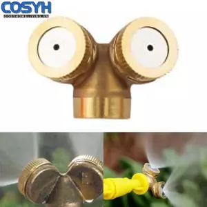 <cosyh>Brass Irrigation Connector Weather Resistant Effective Hydration 2 Hole Nozzle