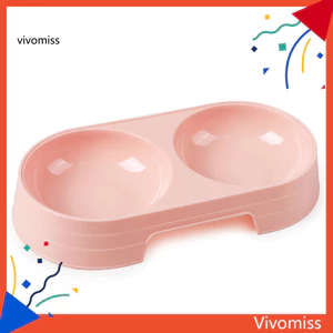 Pet Puppy Dog Cat Food Water Dish No Slip Feeder Bát đựng nhựa đôi