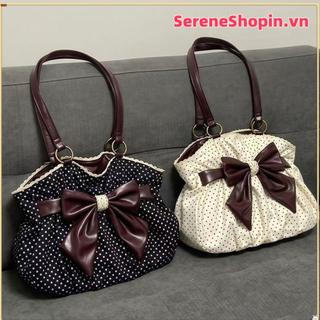 Túi đeo vai nữ SERENE, Túi xách nơ nữ cổ điển sang trọng thông thường, Chấm thẩm mỹ Y2k hợp thời trang Tất cả các trận đấu Túi đeo nách Ins Dạo phố