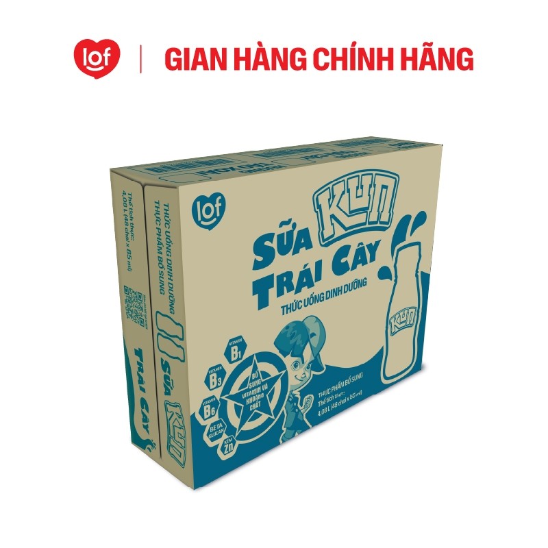 Sữa trái cây KUN vị nho thùng 48 chai x 85ml