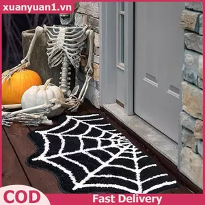 XUAN 1 Pha Lê Nhung Sàn Thảm Ngoài Hành Tinh Halloween Thảm Trải Sàn Tiệc Kinh Dị Bla Nhện Web Nhập Thảm Cửa Lối Vào Trang Trí Chân Thảm VN