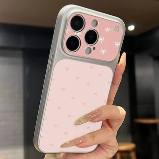 Thời Trang Da Sang Trọng Cho IPhone 17 11 16 15 14 13 12 Pro Max Windows Màu Hồng Bow Trường Hợp Điện Thoại