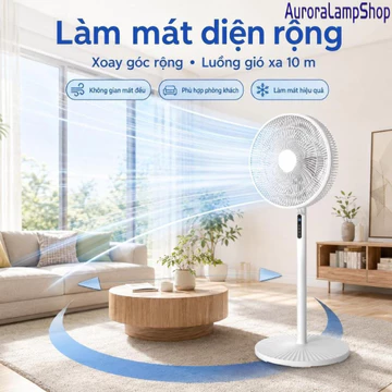 Quạt điều khiển từ xa thẳng đứng 7 cánh 8 tốc độ Quạt mạnh mẽ với đế chắc chắn quạt cây đứng 9H Thời gian