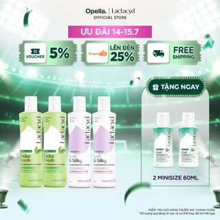 Bộ 2 Chai DDVS Phụ nữ Lactacyd Odor Fresh 250ml/chai + 2 chai DDVS Phụ nữ Lactacyd Soft & Silky Dưỡng Ẩm 250ml