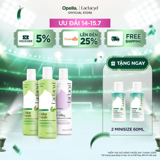 Bộ 2 Chai DDVS Phụ nữ Lactacyd Odor Fresh 250ml/chai + 1chaiDDVS Phụ nữ Lactacyd Soft & Silky Dưỡng Ẩm 250ml