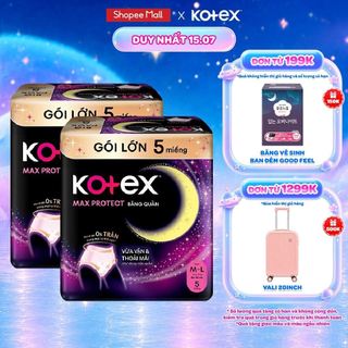 Combo 2 Băng Vệ Sinh Kotex Ban Đêm Dạng Quần cỡ M/L 5 miếng, M/L 2 miếng, L/XL 2 miếng