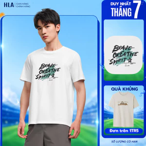 Áo thun nam HLA tay ngắn - Logo in Brave Creative Spirit mềm mại, thoáng mát