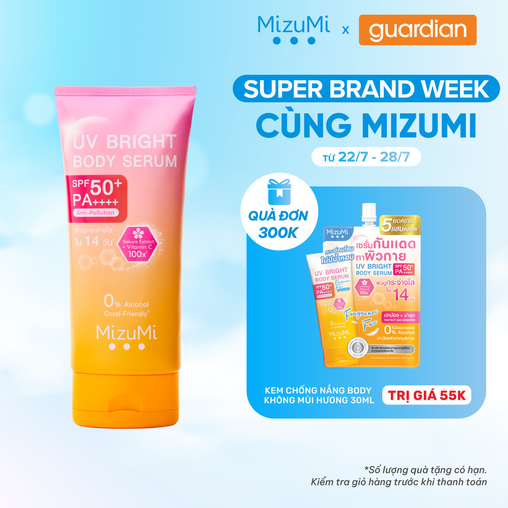 Sữa Dưỡng Thể Chống Nắng UV Mizumi Bright Body Serum SPF50+PA++++ 180ml