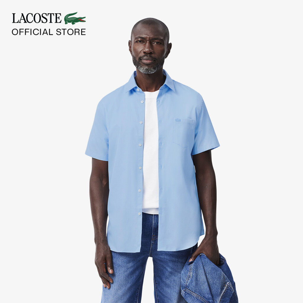 Áo Sơ Mi Lacoste Nam Dáng Suông Tay Ngắn Chất Liệu Cotton