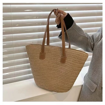 Women's Minimalist Woven Straw Bag – Large, for the Beach