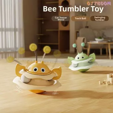 Đồ chơi theo dõi mèo XLNWO, Đồ chơi bàn xoay cho mèo theo dõi nhiều tầng, Cấu trúc cốc nhựa Spring Pom Pom Poms Đồ chơi mèo tự chơi Bài tập mèo con