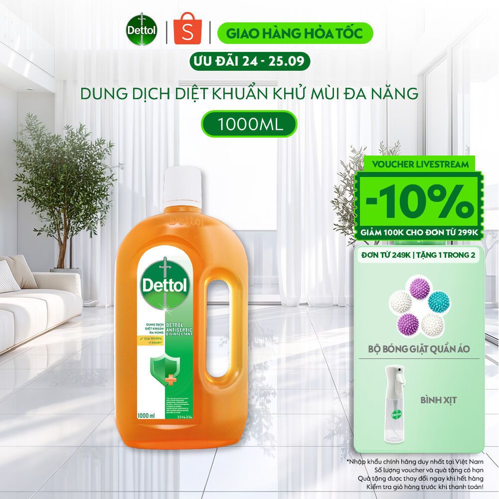 Dettol Dung Dịch Diệt Khuẩn Khử Mùi Đa Năng, Chai 1L