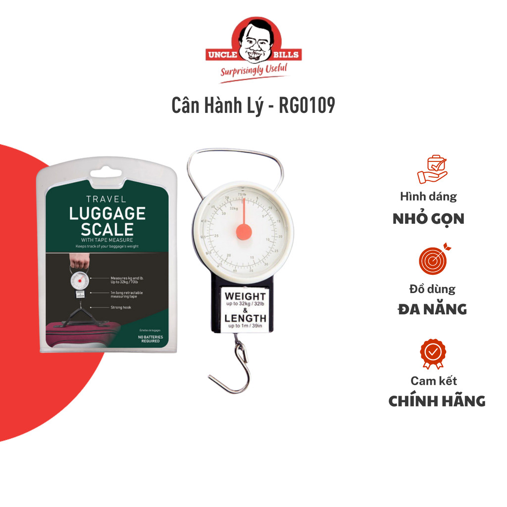 Cân Hành Lý UNCLE BILLS Đến 32kg Có Móc Treo Cơ Học Đồng Hồ Chính Xác RG0109