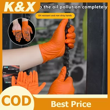 K & X 10 / 30 Chiếc Găng Tay Dùng Một Lần Công Nghiệp Có Họa Tiết Kim Cương Tay Cầm Cho Cơ Khí An Toàn Và Găng Tay Làm Việc Găng Tay Nitrile Cam Hạng Nặng Mới