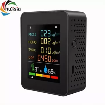 Cảm biến chất lượng không khí Six6-in-1 Đa chức năng PM2.5 Formaldehyde TVOC CO2 Máy đo CO2 Cảm biến CO2 Máy đo chỉ số chất lượng không khí trong nhà