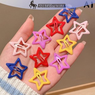 Onetimingfine 10 Cái / bộ Ngôi Sao Đầy Màu Sắc Dễ Thương Pentagram Y2k Ngôi Sao Năm Cánh Bobby Snap Kẹp Phụ Kiện Tóc VN
