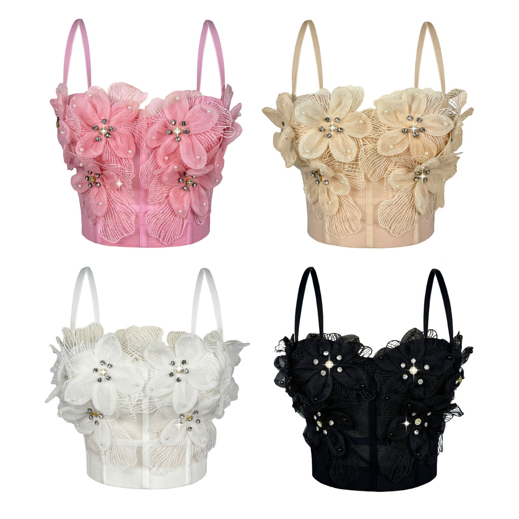 Áo Corset Kẻ Sọc Tay Ba Chiều Hoa Xương Cá Form Slim, Lưới Bán Trong Suốt Gợi Cảm