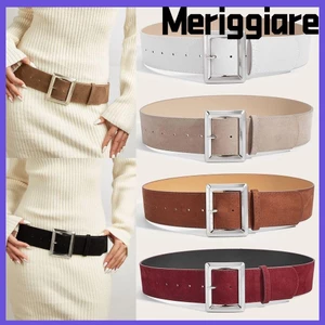 Thắt lưng rộng da lộn MERIGGIARE, Dây đeo thắt lưng có khóa chốt rộng 5,8cm, Thiết kế sang trọng cổ điển Dây đeo thắt lưng doanh nhân đa năng hợp thời trang