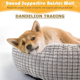 [DELION] Giường cho chó có mũ trùm đầu lông tơ chỉnh hình bánh rán tròn cho thú cưng Cuddler Giường làm dịu lo âu có thể giặt được Mềm mại chống trượt Hang mèo
