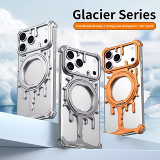 [JLK] Ốp Lưng Nhôm Cho iPhone 17 Air 16 15 14 Pro Max 16pro 360 Độ Đế Xoay Ốp Điện Thoại Có Kim Loại Lỏng Từ Tính Chống Sốc Tối Giản